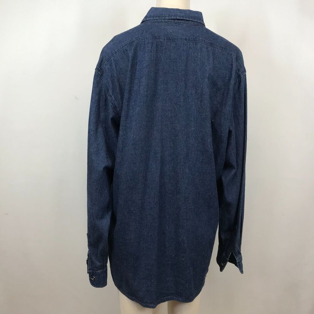 ESPRIT - WOMEN'S LARGE - BLUE DENIM LONG SLEEVE TOP CHORE SHIRT VINTAGE Y2K - Picture 5 of 8